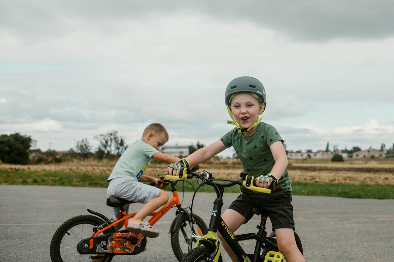 kids riding bikes