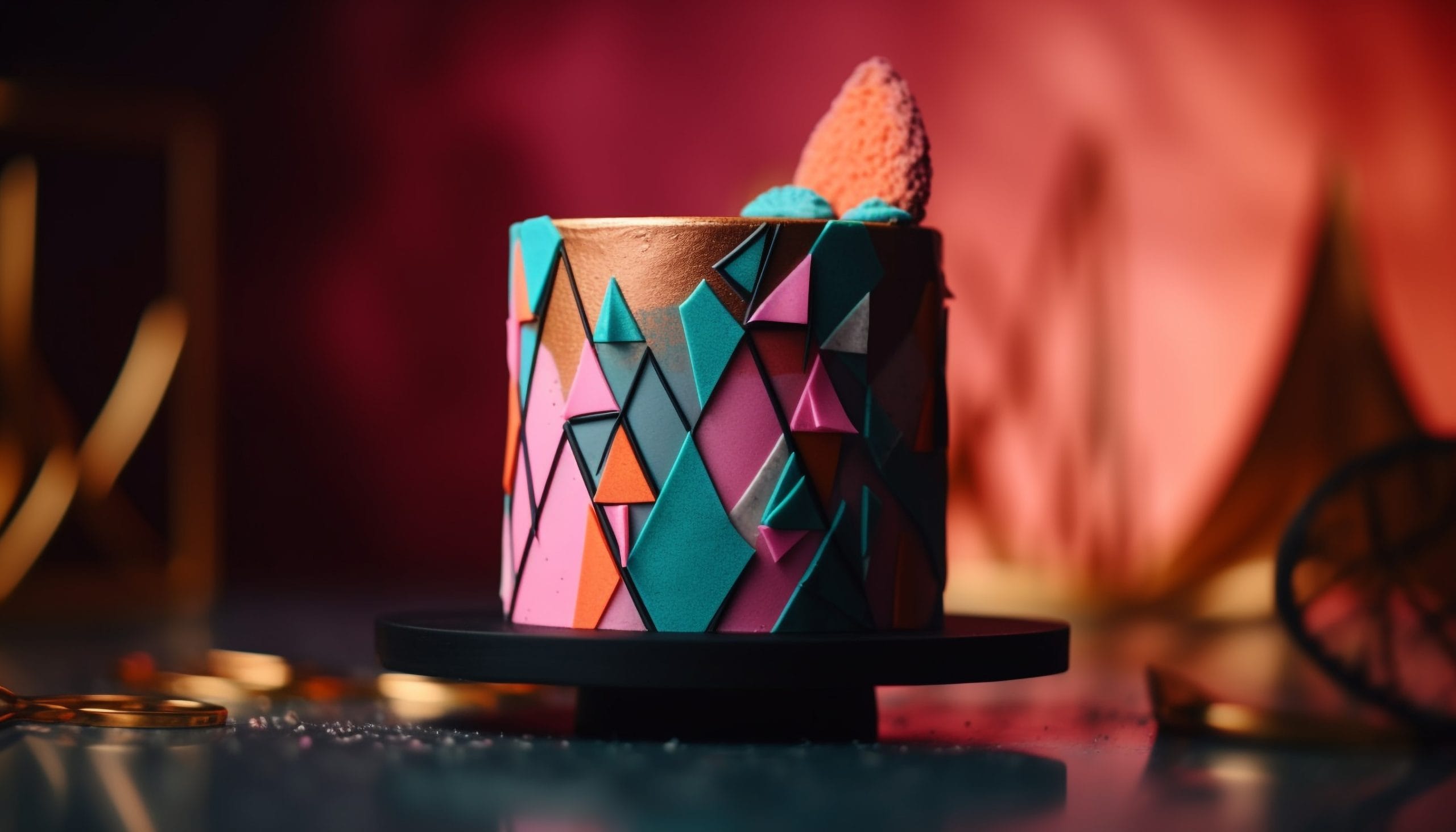 Bright multi colored decoration on wooden table illuminated by candle flame generated by AI restaurant menu innovations