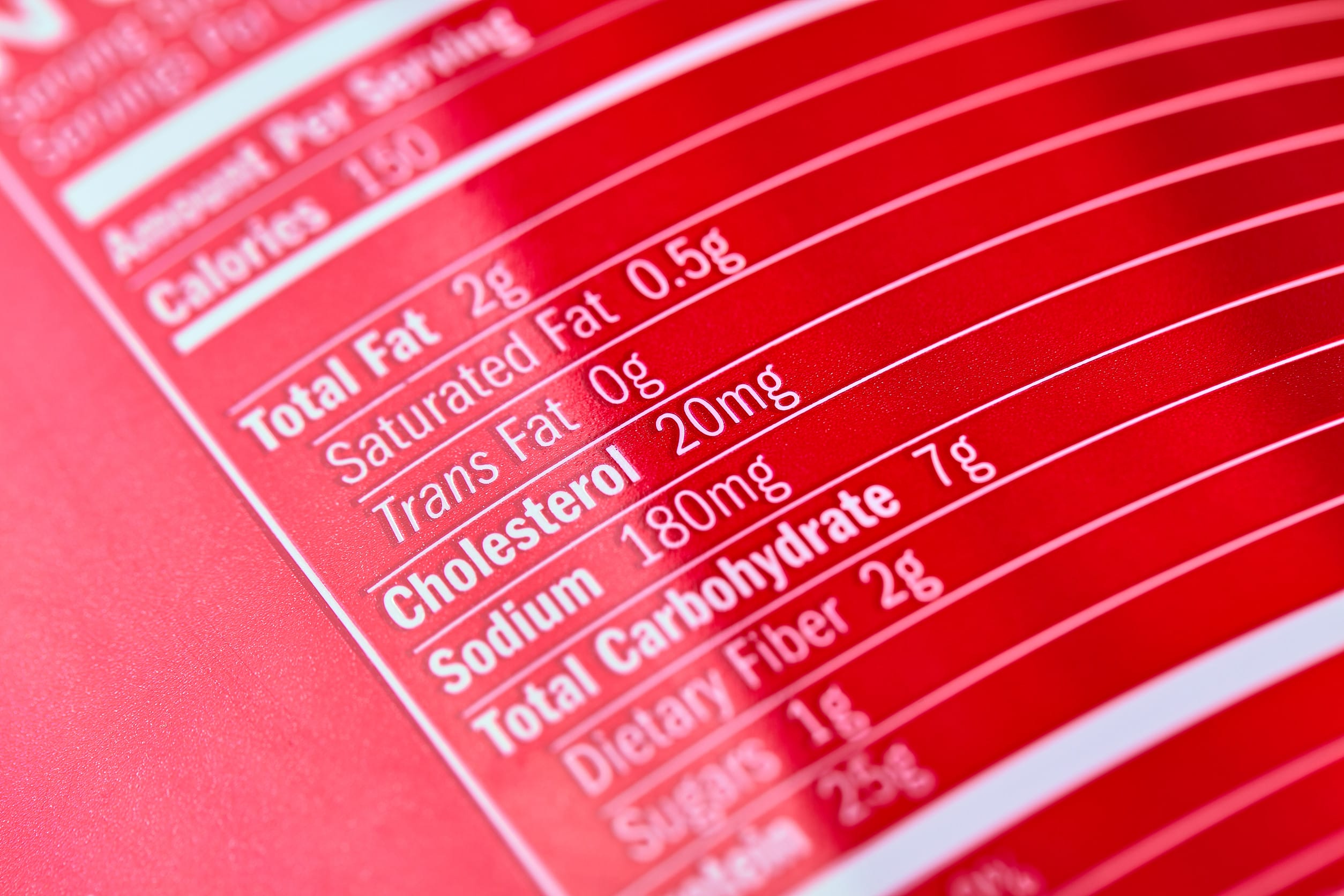 Inscriptions on red plastic sports nutrition bottle food label